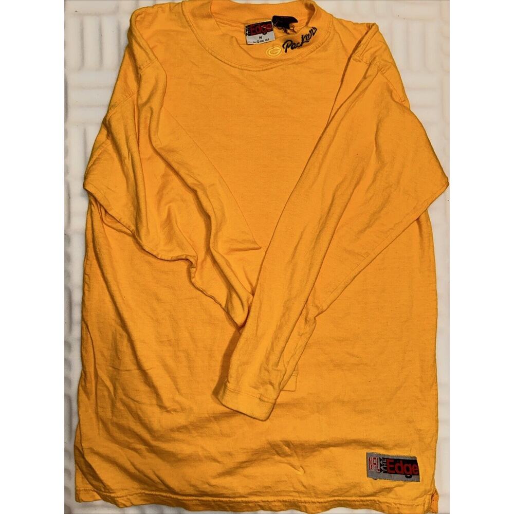 VINTAGE 1996 The EDGE Green Bay Packers Men's Long Sleeve Size M Yellow NFL